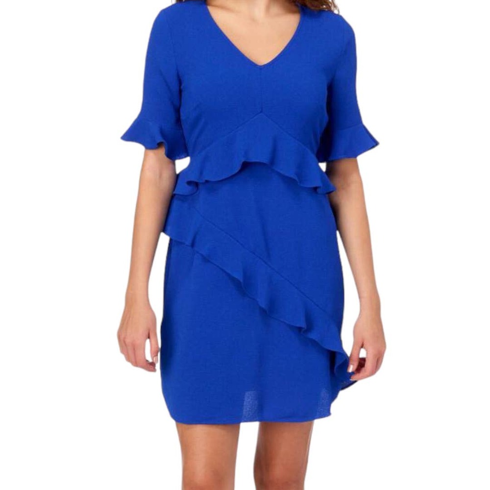Laundry by Shelli Seagal Electric Blue short sleeve ruffle tiered dress Size 16